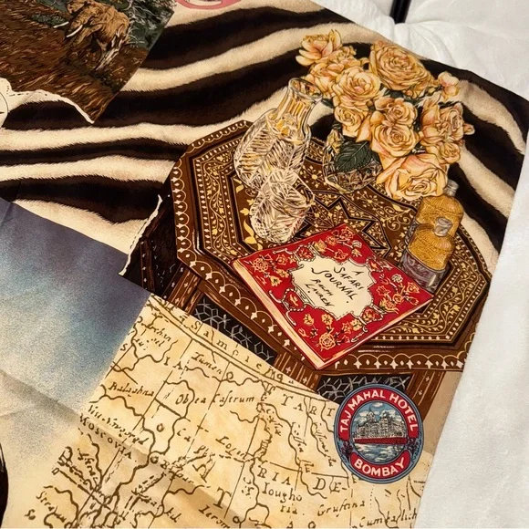 RARE VINTAGE RALPH LAUREN AFRICA 100% silk SCARF 34x34